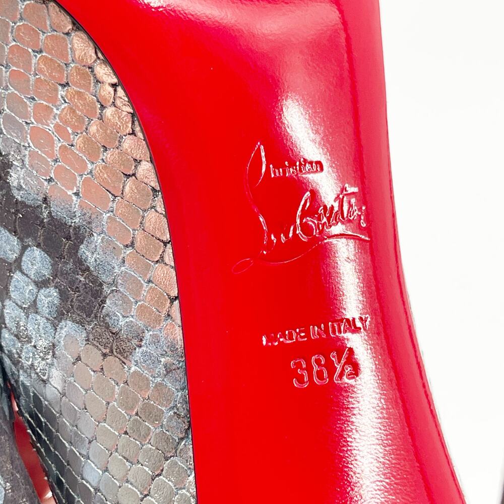 Christian Louboutin Condora 85 Silver Snake Embossed Pointed Toe Pumps EU 38.5 - Picture 10 of 10
